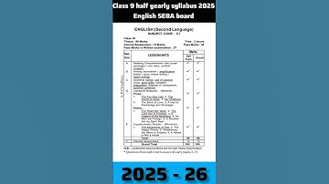 Class 9 half yearly syllabus 2025 English SEBA board || #shortsfeed