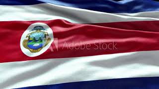 4k render Costa Rica Flag video waving in wind Chromakey rendering animation