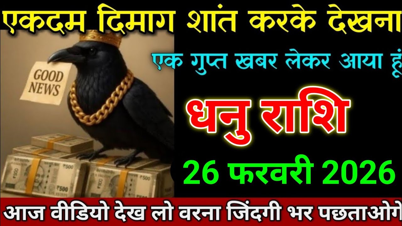 धनु राशि 26 फरवरी 2026 एकदम दिमाग शांत करके वीडियो देखना। Dhanu Rashi 