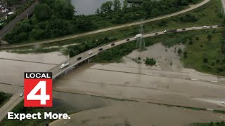 Chopper video: I-275 closed due to flooding in Wayne County near I-94