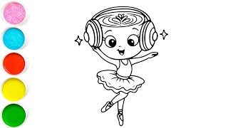 Ballerina Cappuccino With Headphones Drawing Painting And Colouring For Kids And Toddlers