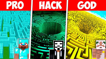 NOOB vs PRO: GIANT MAZE BUILD CHALLENGE in Minecraft ! Villagers Built a MAZE