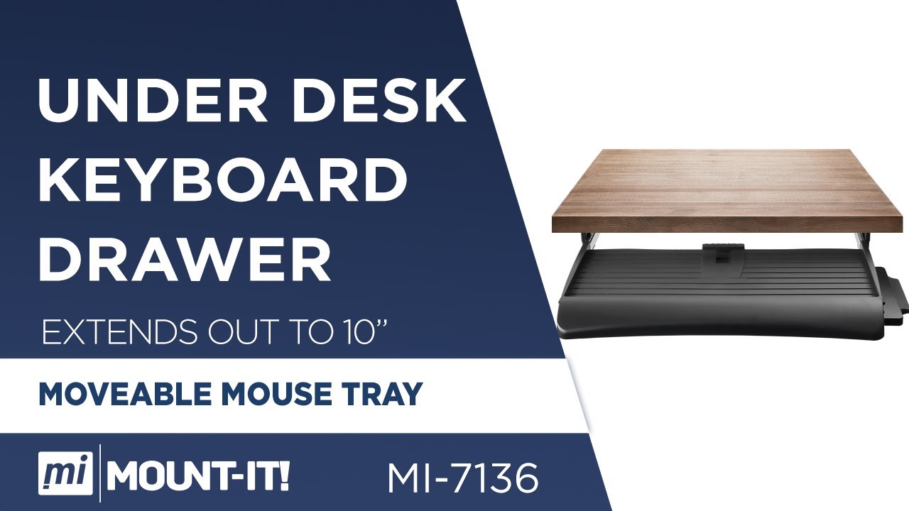 Grey Under Desk Computer Keyboard Mouse Tray Sliding Drawer Complete Kit by GTV 