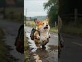 Cat save the baby dog form tiger 😭 #ai #funny #cat #shorts