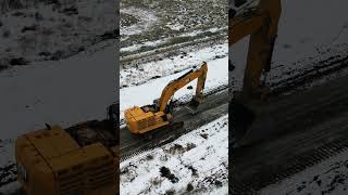 Cat 395 walking #caterpillar #cat395 #excavator #idaho #construction #excavation #drone #offroad