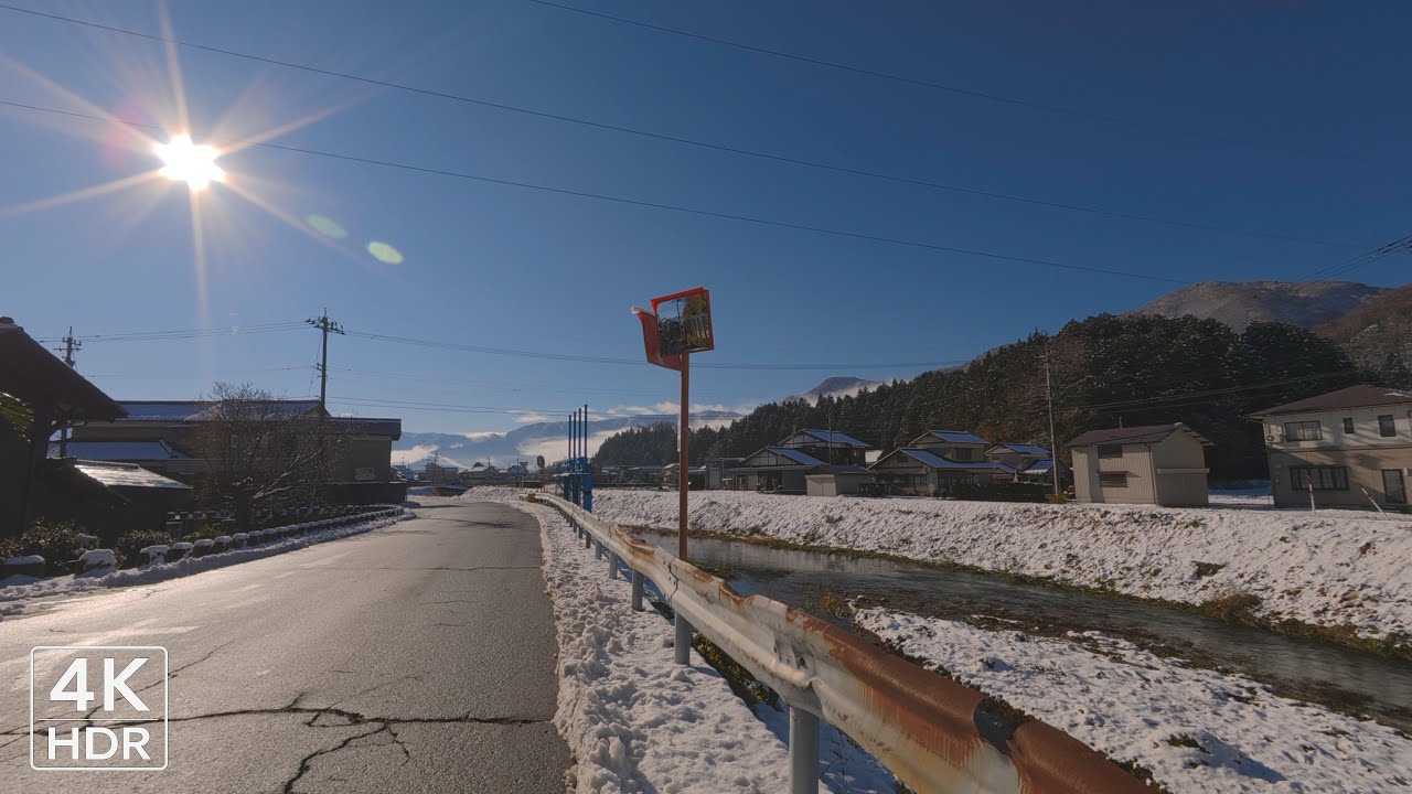 4K Japan Immersive Walk | First Snow & Azure Skies: A Crisp Morning in a Traditional Town