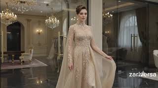 ZARIVERSA Hand-Embroidered Nude Maxi The Art of Luxury Couture