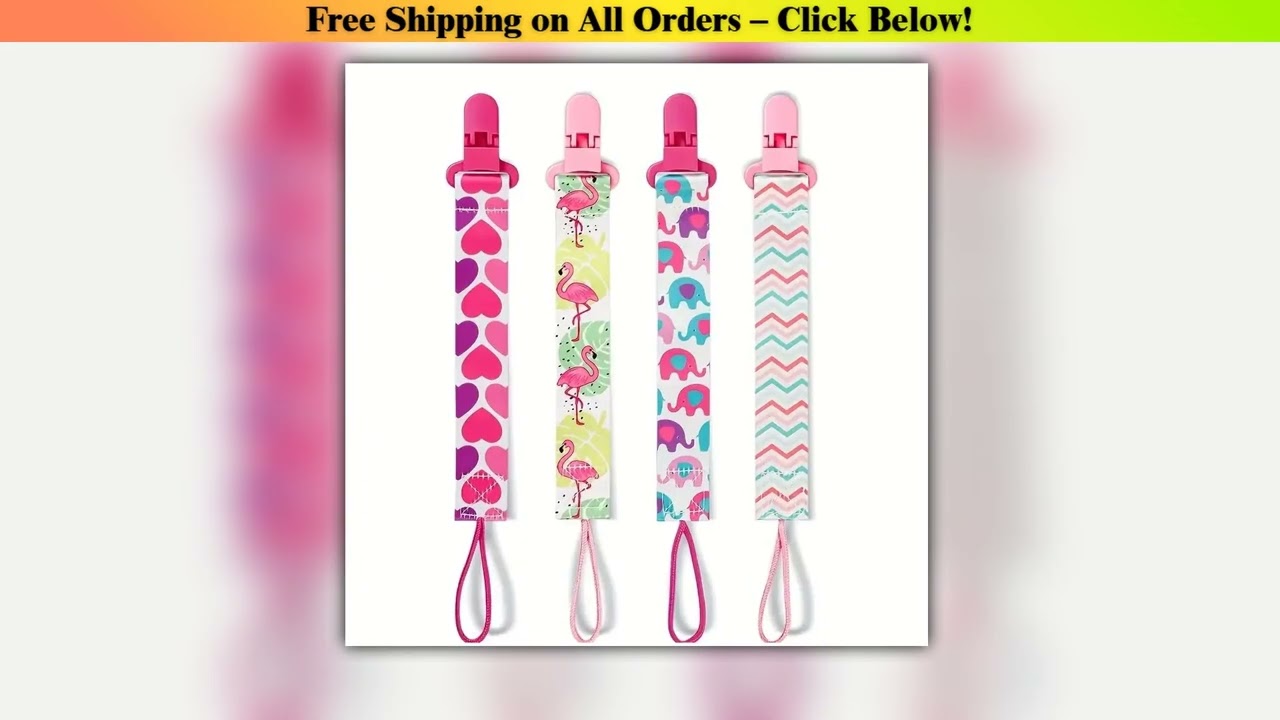 HOMFISH 4pcs/set Newborn pacifier chain clip Double-sided printed pacifier Belt Pacifier holder