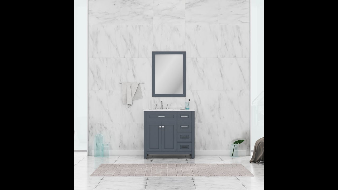 Alya Bath - Norwalk 36 Inch Bathroom vanity with Drawers in Gray