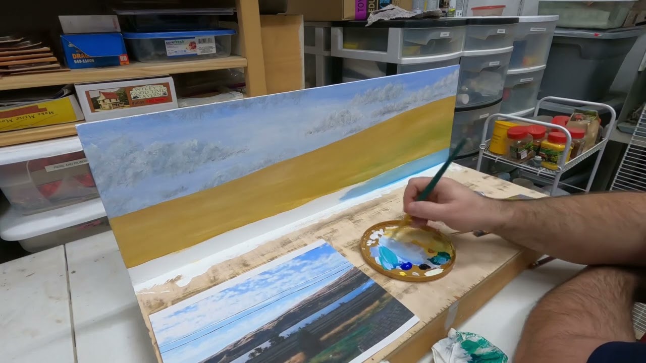 Painting Backdrops with Acrylics: Rolling Hills & River