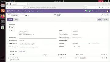 Open Source-Odoo ERP on PC-Procure to Pay-04: Create Supplier Invoice for Purchase Order -Dummy data