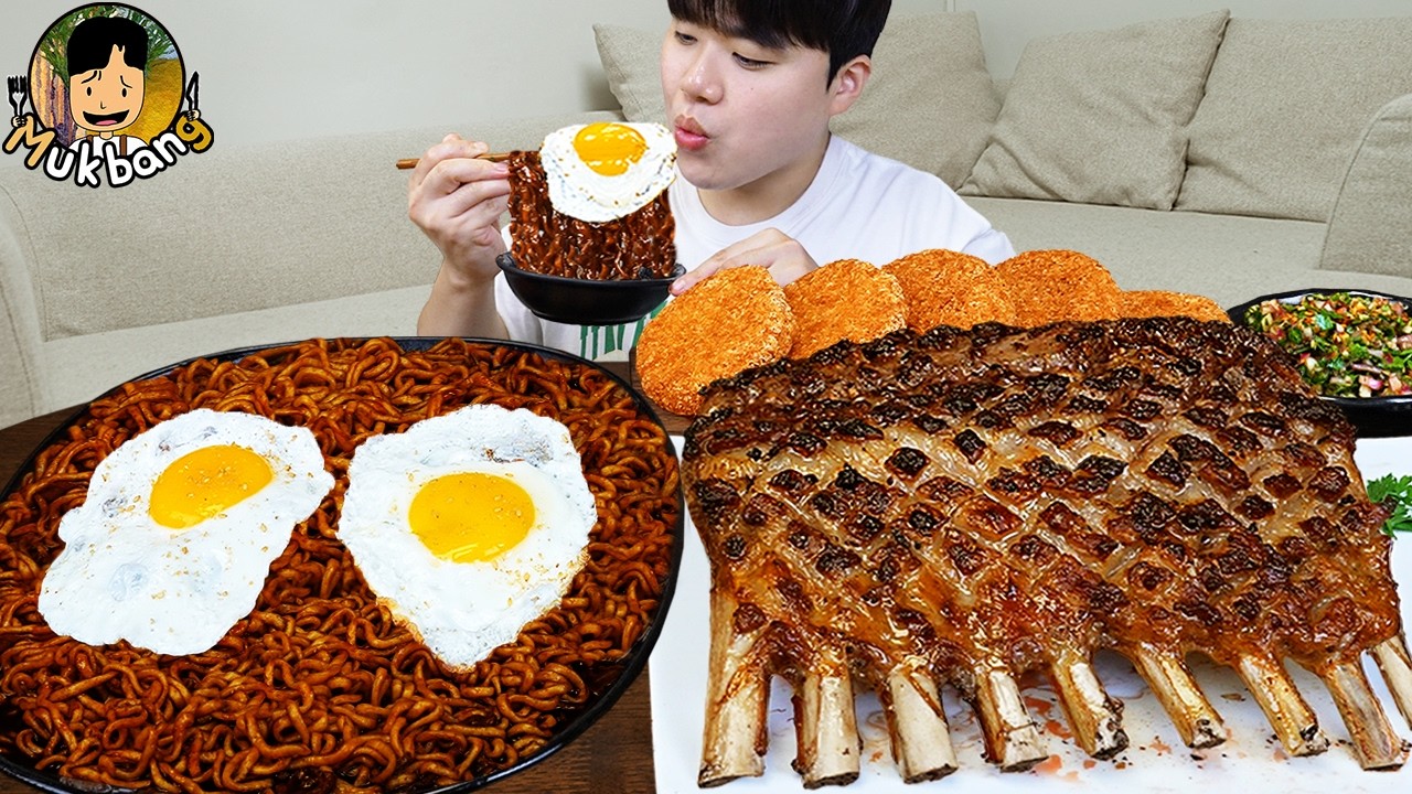 ASMR MUKBANG 직접 만든 양념 치킨먹방! 스테이크 짜파게티 레시피 & 먹방 FRIED CHICKEN AND BLACK BEAN NOODLES EATING SOUND!