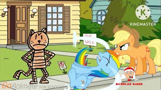 Flat Petey Beats Up Rainbow Dash And Gets Grounded