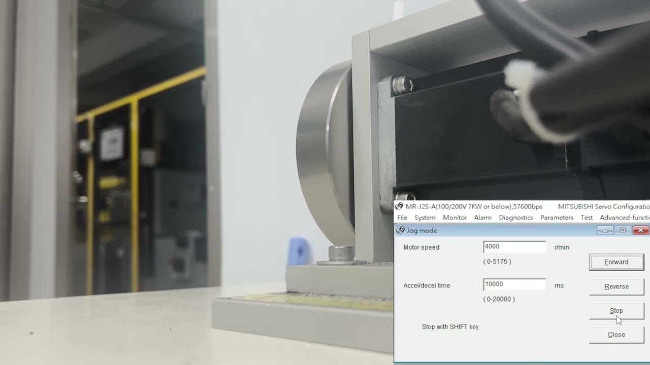Mitsubishi Motor Configuration Jog Mode (MR-J2S-40A)
