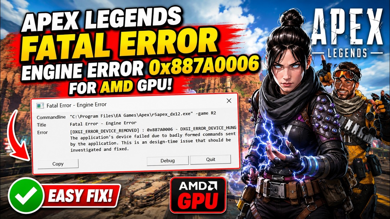Apex legends fatal error 0x887A0006 AMD GPU - YouTube