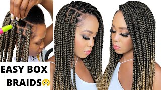 🔥SUPER EASY BOX BRAIDS/RUBBER BAND METHOD  /TENSION FREE / CROCHET METHOD Protective Styles / Tupo1
