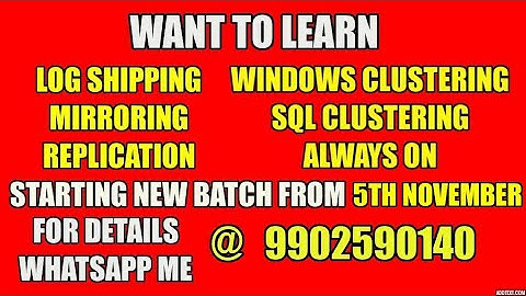 Starting New Batch on Sql DBA HADR Concepts