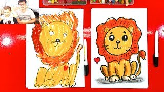 картинка: Как просто нарисовать ЛЬВА цветными мелками