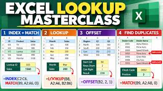 Excel Lookup Masterclass | INDEX MATCH, LOOKUP, OFFSET & Find Duplicates Using MATCH