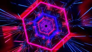 4K Abstract Hexagon Rotating Tunnel Neon Red & Blue Color Relaxing TV Background Video Screensaver