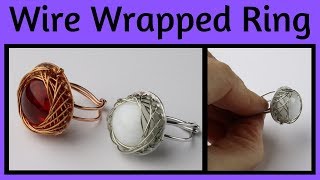 DIY Wire Wrapped Ring with Glass Cabochon Tutorial