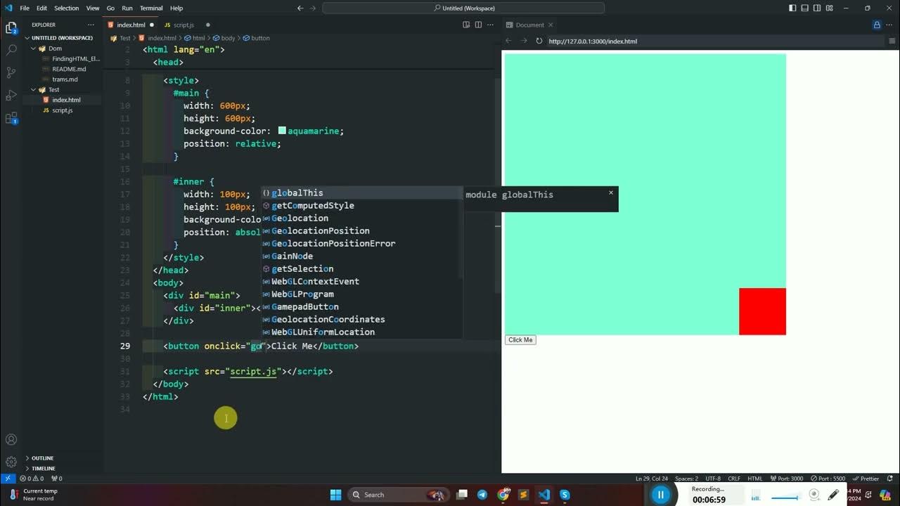 My First JavaScript DOM Animation - YouTube
