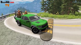 Cars vs Massive Speed bumps vs Deep Water vs mud vs rocks #100 - BeamNG.drive  BeamNG-Cars TV live10