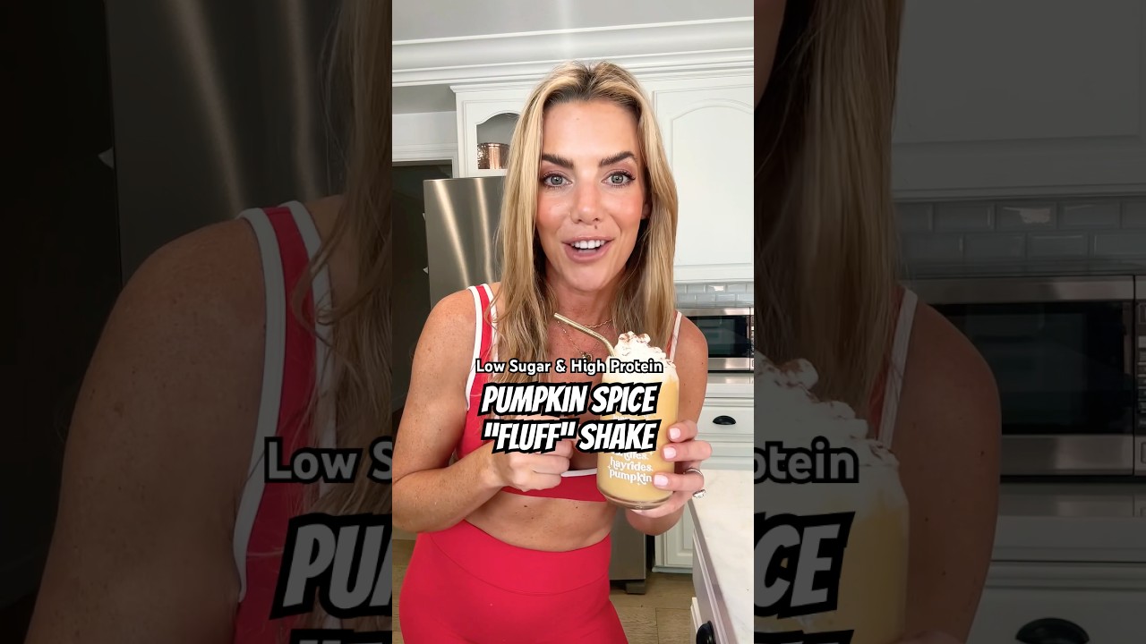 My HEALTHY Pumpkin Spice Fluff Shake - low sugar & high protein dessert 