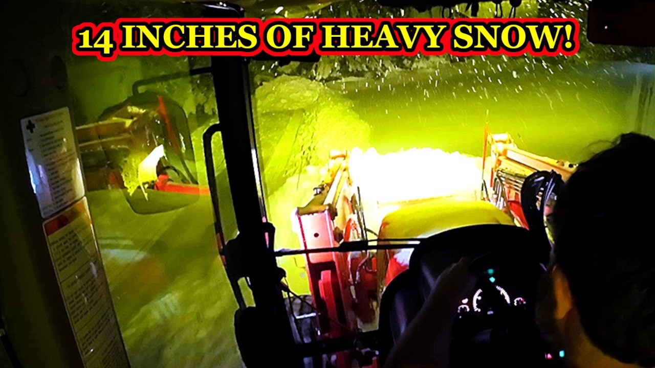 Clearing 14 Inches of Snow — RAW Tractor POV at Night