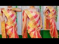 Heavy stone work silk saree draping perfectlyset your hip pleats perfectly step by stephindi