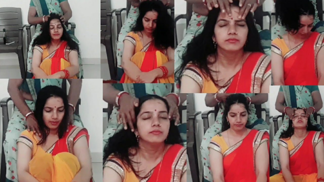 Heavy hair oiling and face massage part 6