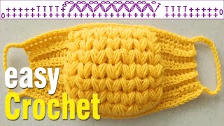 Easy Crochet: How to Crochet a Face Mask. The Puff V Stitch Face Mask pattern & tutorial.