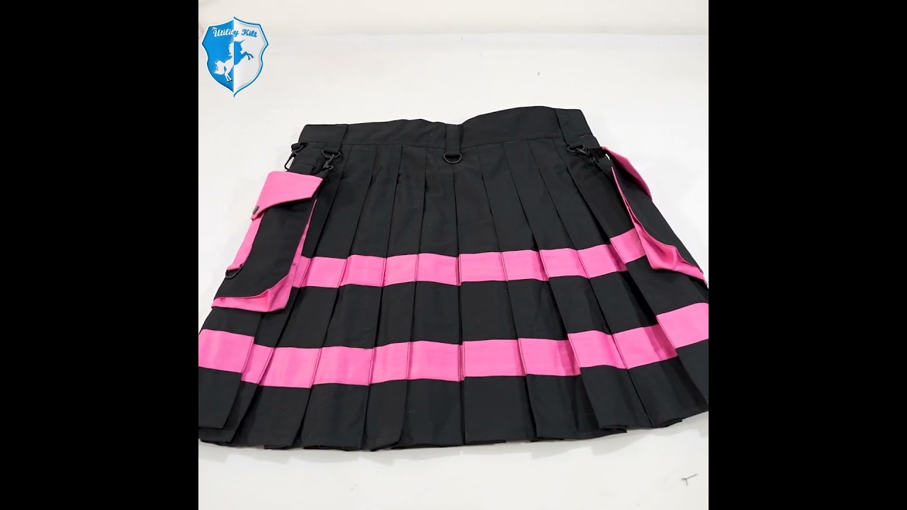 Black Utility Kilt with Pink Straps – Rugged, Stylish & Built for Versatility