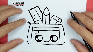 How to draw a cute Pencil case , step by step, Draw cute inspiration