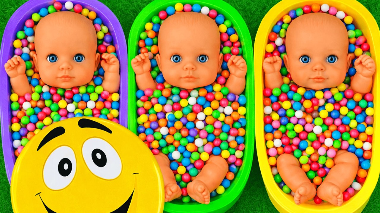 5 Minutes Satisfying with Full of 3 Rainbow BathTubs Candy with M&M's & Magic Slime Cutting Video 8