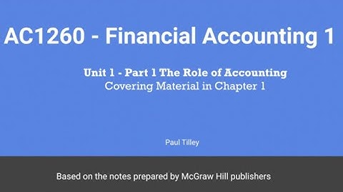 AC1260 - Unit 1 Part 1/3 - The Role of Accounting