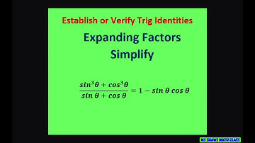 Verify Trig Identity (sin^3 x + cos^3 x)/(sin x + cos x) = 1 - sin x cos x. Sum of cubes