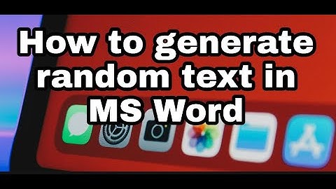 How to Generate Random Text in Microsoft Word || How to add random text in Ms Word || Dummy text ||