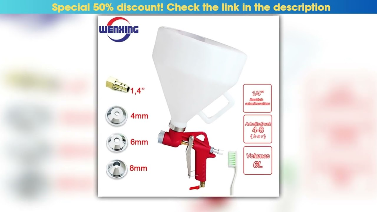 WENXING Air Hopper Spray Gun Paint Texture Tool Drywall Wall Painting Sprayer with 3 Nozzle