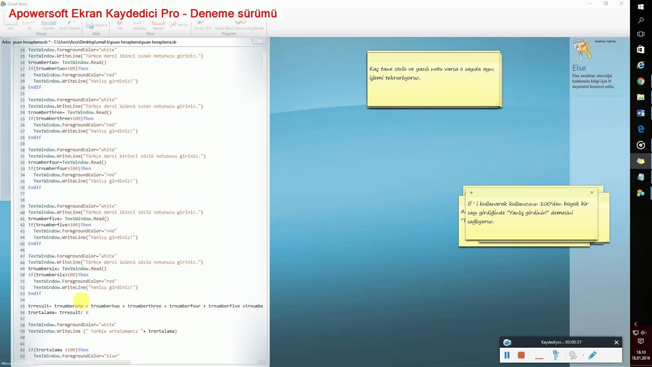 Small Basic - Not Hesaplama Programı - YouTube