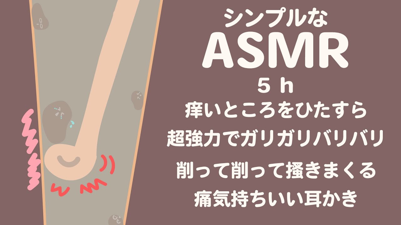 【ASMR 音のみ 】痒い所を超強力でガリガリバリバリ削る痛気持ちいい耳かき 5 h🦻Deep Ear Cleaning 5 h / TASCAM DR-40X /no talking