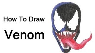 How to Draw Venom's Face - Really Easy Drawing Tutorial