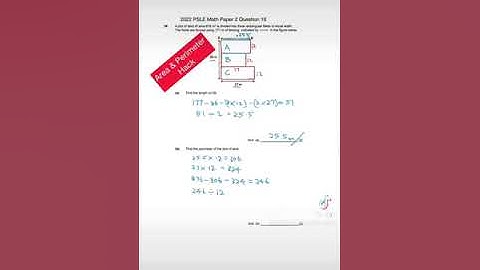 Area & Perimeter Hack 2022 PSLE Math Paper 2 Question 16