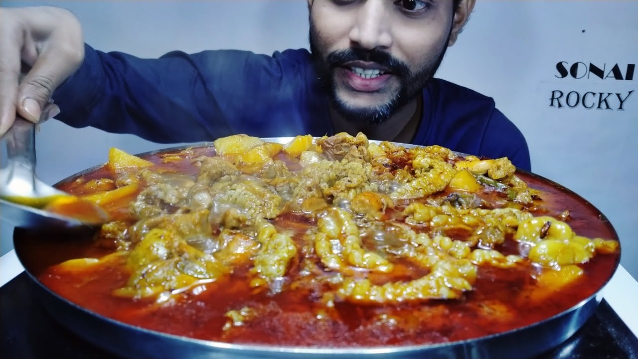 Very Hot🔥🥵 Mutton Boti/Ojri & Charbi Curry With Aloo & Ruti Eating | Best Mutton Recipe Mukbang 