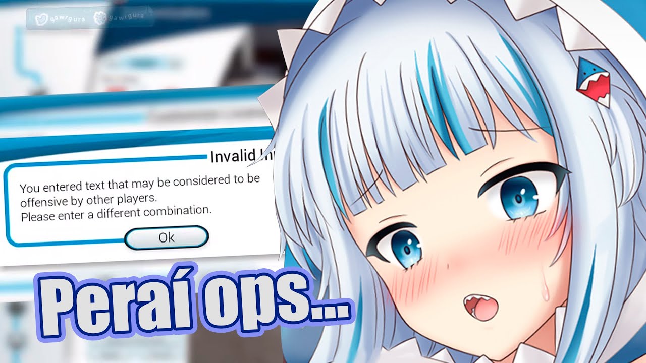 Gura escreve uma palavra obscena sem querer e o jogo não a permite | vtuber legendado