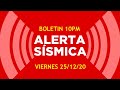 ALERTA DEL TIEMPO "BOLETÍN 10PM SOBRE UNA ALERTA SISMICA"  [VIERNES 25/12/20]