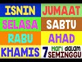 Namanama hari dalam seminggu  lagu kanakkanak  days of the week in malay