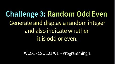 Challenge 3: Random Odd Even