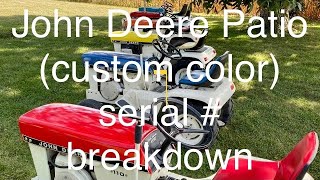 John Deere Patio type code serial # breakdown