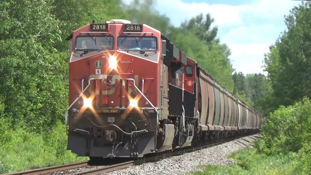 Freight Train CN 594 West w/Potash Loads Approaching Salisbury, NB